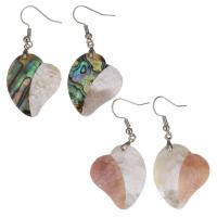 Brass Drop Earring, with Pink Shell & White Shell & Abalone Shell, Heart, silver color plated, different materials for choice & for woman, nickel, lead & cadmium free, 51mm,23x28mm, Sold By Pair