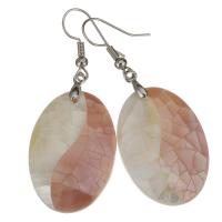 Shell Earrings Brass with Pink Shell & White Shell silver color plated for woman nickel lead & cadmium free 52mm Sold By Pair