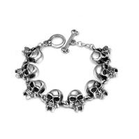 Partículas de aço pulseira, Crânio, polido, joias de moda & para o homem, 22.3mm, comprimento Aprox 9 inchaltura, vendido por PC