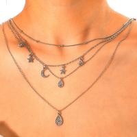 Multi слой ожерелье, цинковый сплав, плакирован серебром, многослойный & Женский, серебряный, не содержит никель, свинец, продается Strand