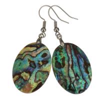 Shell Earrings Brass with Abalone Shell silver color plated for woman nickel lead & cadmium free 53mm Sold By Pair