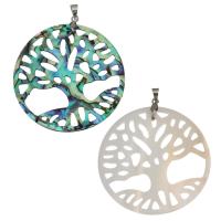 Hollow Brass Pendants, with White Shell & Abalone Shell, silver color plated, different materials for choice, nickel, lead & cadmium free, 45x1.50mm, Hole:Approx 4mm, Sold By PC