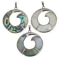 Brass Jewelry Pendants, with Black Shell & White Shell & Abalone Shell, silver color plated, different materials for choice, nickel, lead & cadmium free, 39.50x43x4mm, Hole:Approx 5x7mm, Sold By PC
