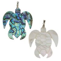 Brass Jewelry Pendants, with White Shell & Abalone Shell, Turtle, silver color plated, different materials for choice, nickel, lead & cadmium free, 44.50x49x2mm, Hole:Approx 4mm, Sold By PC