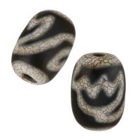 Natürliche Tibetan Achat Dzi Perlen, Trommel, verschiedene Stile für Wahl, schwarz, 10.50x14x10.50mm, Bohrung:ca. 1.5mm, 5PCs/Menge, verkauft von Menge
