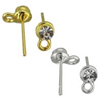 Brass Earring Stud Component, plated, more colors for choice, nickel, lead & cadmium free, 4.5x7.5x15mm,0.6mm, Hole:Approx 1.5mm, 10Pairs/Lot, Sold By Lot