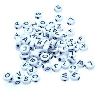 Alphabet Acryl Perlen, Spritzgießen, zufällig gesendet, gemischte Farben, 4x7mm, Bohrung:ca. 1mm, ca. 3600PCs/Tasche, verkauft von Tasche