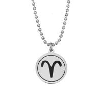 Stainless Steel Sweater Chain Necklace, 12 Signs of the Zodiac, platinum color plated, Unisex & ball chain & different styles for choice, 22mm, Length:Approx 23.63 Inch, 2Strands/Lot, Sold By Lot