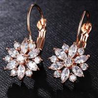 Brass Leverback Earring with Cubic Zirconia plated fashion jewelry & for woman nickel lead & cadmium free Sold By Pair