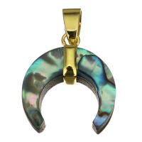 Brass Jewelry Pendants, with Abalone Shell, Moon, gold color plated, nickel, lead & cadmium free, 20x22x8mm, Hole:Approx 4x7mm, Sold By PC
