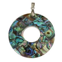 Natural Abalone Shell Pendants with Brass Donut silver color plated Approx 4mm Sold By PC