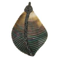 Rhinestone Clay Pave Pendant with Black Shell & Brass antique copper color plated Approx Sold By PC
