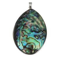 Brass Jewelry Pendants, with Abalone Shell, silver color plated, double-sided, nickel, lead & cadmium free, 42x64x18mm, Hole:Approx 4.5x7mm, Sold By PC