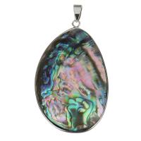 Brass Jewelry Pendants, with Abalone Shell, silver color plated, nickel, lead & cadmium free, 34x56x11mm, Hole:Approx 4x7mm, Sold By PC