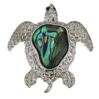 Brass Jewelry Pendants, with Abalone Shell, Turtle, silver color plated, nickel, lead & cadmium free, 46x49x9mm, Hole:Approx 4x6mm, Sold By PC