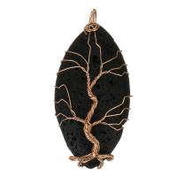 Brass Jewelry Pendants, with Lava, rose gold color plated, nickel, lead & cadmium free, 27x57x13mm, Hole:Approx 4x8mm, Sold By PC
