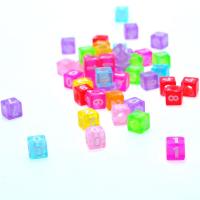 Alphabet Acrylic Beads Square injection moulding random style mixed colors Approx 3.5mm Approx Sold By Bag