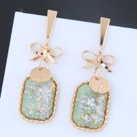 Zinc Alloy Drop Earrings with Resin stainless steel post pin plated for woman nickel lead & cadmium free 48*15mm Sold By Pair