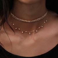 Mode Multi Layer halskæde, Zinc Alloy, forgyldt, flerlags & for kvinde & med rhinestone, gylden, nikkel, bly & cadmium fri, Solgt af Strand