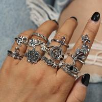 Zinklegering Ring Set, Zinc Alloy, vinger ring, plated, 12 stuks & voor vrouw, zilver, nikkel, lood en cadmium vrij, Verkocht door Stel