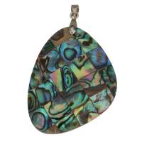 Brass Jewelry Pendants, with Abalone Shell, silver color plated, nickel, lead & cadmium free, 32x40x4.50mm, Hole:Approx 4mm, Sold By PC