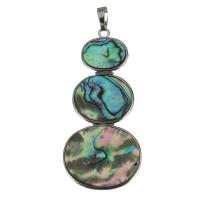 Brass Jewelry Pendants, with Abalone Shell, silver color plated, nickel, lead & cadmium free, 27x58x4.50mm, Hole:Approx 5x7mm, Sold By PC