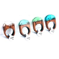 Resin Finger Ring, with Wood, fashion jewelry & Unisex & different size for choice, more colors for choice, Sold By PC