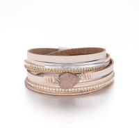 PU Leather Cord Bracelets, with Crystal & Resin & Tibetan Style, plated, fashion jewelry & for woman, 395x13mm, Sold By Strand