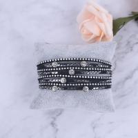 PU Leather Cord Bracelets with Zinc Alloy plated fashion jewelry & for woman & with rhinestone Sold By Strand