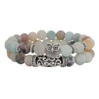 Gemstone Bracelets, with Tibetan Style, Owl, different materials for choice & for woman, 8mm, 15mm, Length:Approx 7 Inch, 2Sets/Lot, Sold By Lot