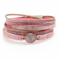 PU Leather Cord Bracelets, with Tibetan Style, plated, fashion jewelry & for woman & with rhinestone, more colors for choice, 38cm, Sold Per Approx 14.9 Inch Strand