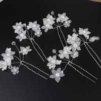 Bridal Hair Pins, Iron, with Plastic Pearl, plated, fashion jewelry & wedding gift & for woman, more colors for choice, nickel, lead & cadmium free, 105x80mm, 10PCs/Bag, Sold By Bag