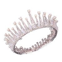 Krone, Zinklegierung, mit Kristall & Kunststoff Perlen, plattiert, Modeschmuck & Hochzeitsgeschenk & für Frau, keine, frei von Nickel, Blei & Kadmium, 140x60mm, verkauft von PC