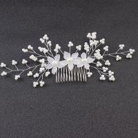 Bridal Decorative Hair Comb Plastic with Brass & Iron & Acrylic plated fashion jewelry & wedding gift & for woman white Sold By PC