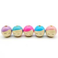 Wood Beads, Round, random style & DIY, mixed colors, 23x25mm, Hole:Approx 2mm, 500PCs/Bag, Sold By Bag