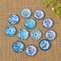 Glass Cabochons with Paper blue and white porcelain & time gem jewelry & flat back mixed colors Sold By Bag