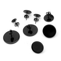 Stainless Steel Earring Stud Component, plated, fashion jewelry & different size for choice, black, Sold By PC