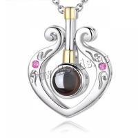 925 Sterling Silver Miniature Projection Necklace with Glass real silver plated for woman 400+50muff0c Sold By Strand