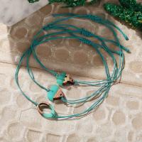 Nylon Cord Bracelet with Wood & Plastic Adjustable & Unisex green 336mm 18mm Sold By Strand