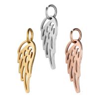 Stainless Steel Pendants, Wing Shape, plated, hollow, more colors for choice, 6x20mm, Hole:Approx 5mm, 10PCs/Lot, Sold By Lot