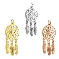 Stainless Steel Pendants, Dream Catcher, plated, hollow, more colors for choice, 14x35mm, Hole:Approx 5mm, 5PCs/Bag, Sold By Bag