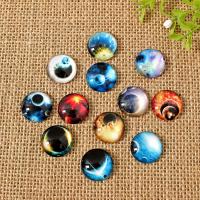 Glass Cabochons with Paper starry design & time gem jewelry & flat back mixed colors Sold By Bag