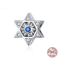925 Sterling Silver, Star, platinum plated, micro pave cubic zirconia, 9x9mm, Sold By PC