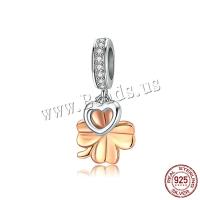 Cubic Zirconia Micro Pave 925 Sterling Silver Pendant Four Leaf Clover rose gold color plated micro pave cubic zirconia Sold By PC