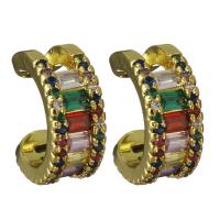 Brass Earring Clip real gold plated micro pave cubic zirconia & for woman nickel lead & cadmium free Approx Sold By Pair