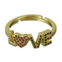 Messing Open -Finger-Ring, vergoldet, Micro pave Zirkonia & für Frau, frei von Nickel, Blei & Kadmium, 6mm, Bohrung:ca. 2.5x7mm, Größe:7, verkauft von PC