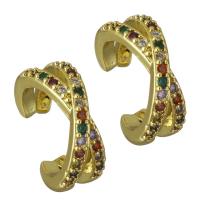 Brass Earring Clip, real gold plated, micro pave cubic zirconia & for woman, nickel, lead & cadmium free, 5x13.50x12.50mm, Hole:Approx 1x8mm, Sold By Pair