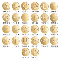 Edelstahl Schmuck Anhänger, Alphabet-Buchstabe, goldfarben plattiert, verschiedene Stile für Wahl & Doppelloch, 12x12mm, Bohrung:ca. 1mm, 10PCs/Menge, verkauft von Menge
