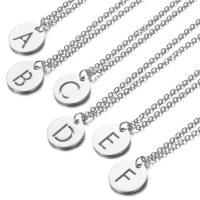 Stainless Steel Jewelry Necklace, with 5cm extender chain, Alphabet Letter, platinum color plated, oval chain & different styles for choice & for woman, Length:Approx 15.75 Inch, 2Strands/Lot, Sold By Lot