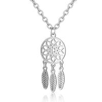 Stainless Steel Jewelry Necklace with 5cm extender chain Dream Catcher platinum color plated oval chain & for woman Length Approx 15.75 Inch Sold By Lot